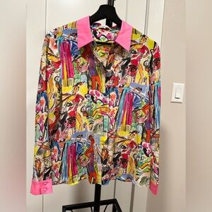 ALICE + OLIVIA  X MOKSHINI Collaboration WILLA PLACKET TOP